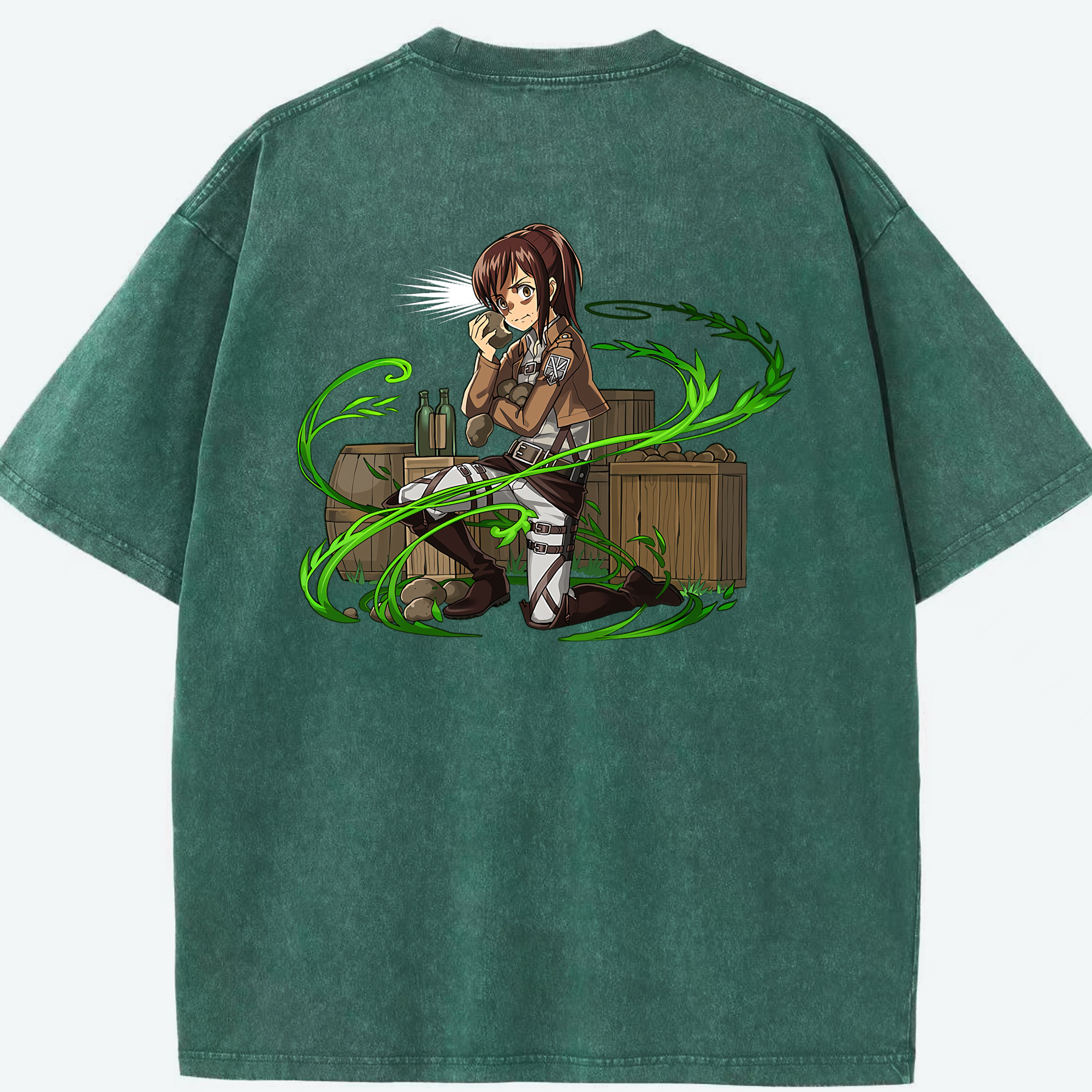 （画像用） 進撃の巨人 サシャ·ブラウス Attack on Titan Sasha Blaus 綿100% ヴィンテージ風 半袖Tシャツ（背面プリント）